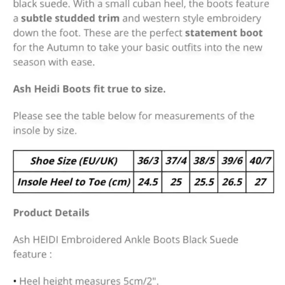 ASH Heidi bootie Floral embroidered black suede leather sole US 6.5 EU 37 EUC - Picture 12 of 13